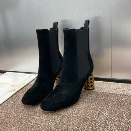 Dior Icon Heeled Ankle Boot Black Suede Goatskin