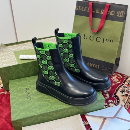 Gucci GG Supreme Ankle Boots Black Green