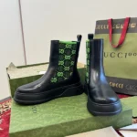 Gucci GG Supreme Ankle Boots Black Green