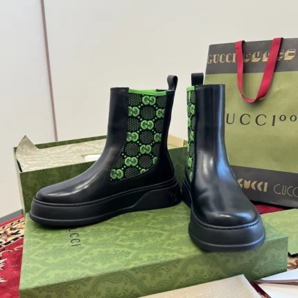 Gucci GG Supreme Ankle Boots Black Green