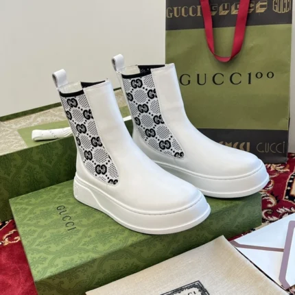 Gucci GG Supreme Ankle Boots White