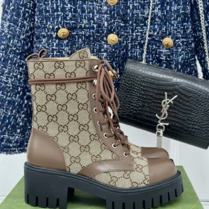 Gucci Lace-up GG Boots