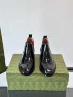 Gucci Web Bee Black Leather Mens Boots