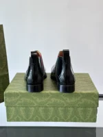 Gucci Web Bee Black Leather Mens Boots