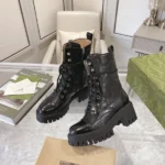 Gucci Women's GG Matelassé Lace-up Boot Black
