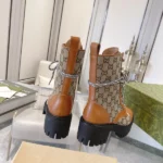 Gucci Women's GG Matelassé Lace-up Boot GG Canvas