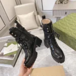 Gucci Women's GG Matelassé Lace-up Boot Black