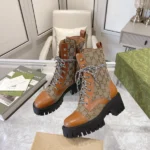Gucci Women's GG Matelassé Lace-up Boot GG Canvas