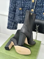 Gucci Women's Horsebit Ankle Bootie Black Stretch Leather