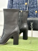 Gucci Women's Horsebit Ankle Bootie Black Stretch Leather