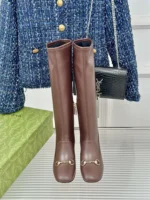 Gucci Women's Horsebit Boot Dark Brown Leather