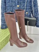 Gucci Women's Horsebit Boot Dark Brown Leather