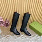 Gucci Women's Slim Horsebit Boot Black Leather