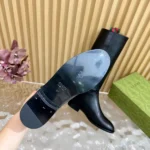 Gucci Women's Slim Horsebit Boot Black Leather