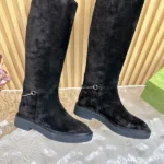 Gucci Women's Slim Horsebit Boot Black Suede
