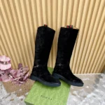 Gucci Women's Slim Horsebit Boot Black Suede