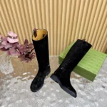 Gucci Women's Slim Horsebit Boot Black Suede