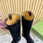 Gucci Women's Slim Horsebit Boot Black Suede