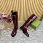 Gucci Women's Slim Horsebit Boot Bordeaux