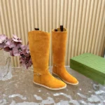 Gucci Women's Slim Horsebit Boot Brown Suede