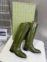 Gucci Women's Slim Horsebit Boot Dark Green
