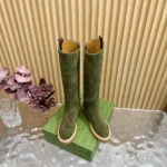 Gucci Women's Slim Horsebit Boot Dark Green Suede