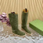 Gucci Women's Slim Horsebit Boot Dark Green Suede