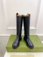 Gucci Women's Slim Horsebit boot Black GG Leather