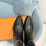 Hermes Folk 35 Boot Black Leather