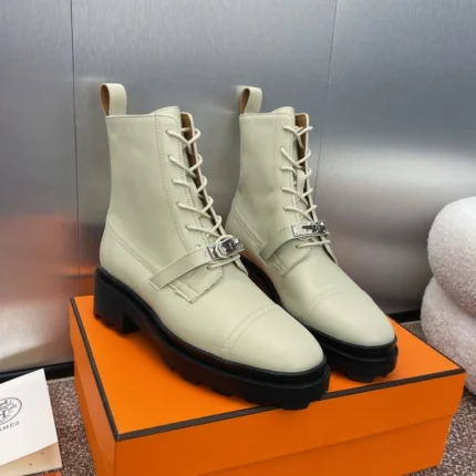 Hermes Funk Ankle Boot Beige Glaise