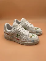 Louis Vuitton LV Trainer Floral Motif White Denim Sneaker