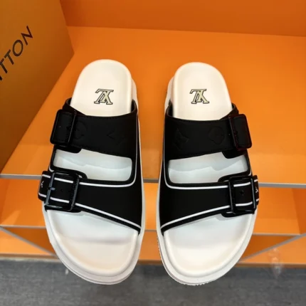 Louis Vuitton LV Trainer Mules White Black