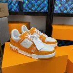 Louis Vuitton Trainer Orange Monogram Denim Sneaker
