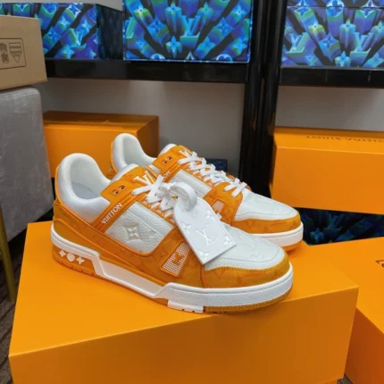 Louis Vuitton Trainer Orange Monogram Denim Sneaker