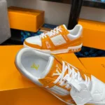 Louis Vuitton Trainer Orange Monogram Denim Sneaker