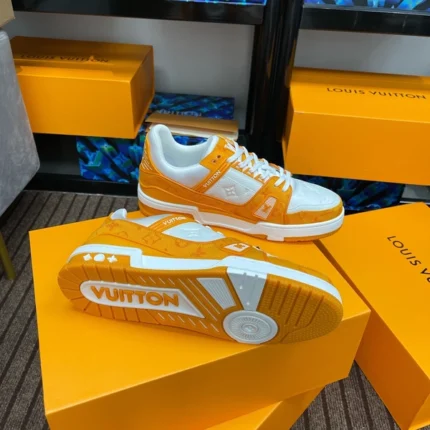 Louis Vuitton Trainer Orange Monogram Denim Sneaker