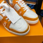 Louis Vuitton Trainer Orange Monogram Denim Sneaker