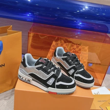 Louis Vuitton Trainer Swarovski Crystals Black Grey Sneaker