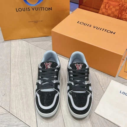 Louis Vuitton Trainer Swarovski Crystals Black Grey Sneaker
