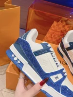 Louis Vuitton Trainer Swarovski Crystals Blue Sneaker