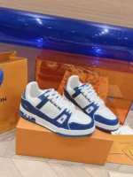 Louis Vuitton Trainer Swarovski Crystals Blue Sneaker