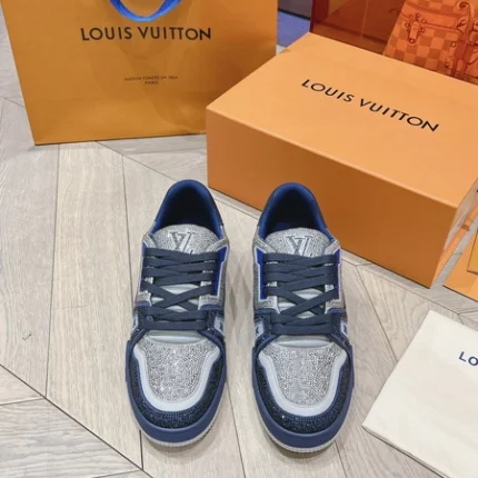 Louis Vuitton Trainer Swarovski Crystals Navy Blue Sneaker