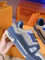 Louis Vuitton Trainer Swarovski Crystals Navy Blue Sneaker