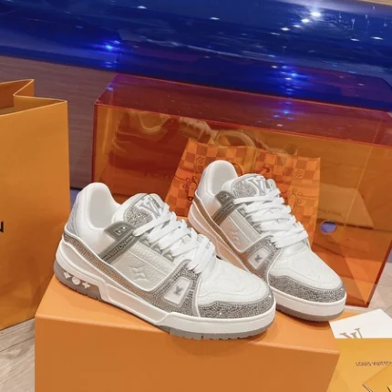 Louis Vuitton Trainer Swarovski Crystals White Sneaker