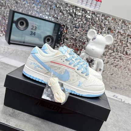 Louis Vuitton x Nike SB Dunk Low Blue And White Sneaker