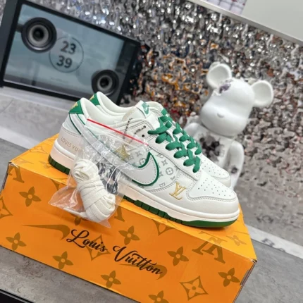 Louis Vuitton x Nike SB Dunk Low Green And White Sneaker